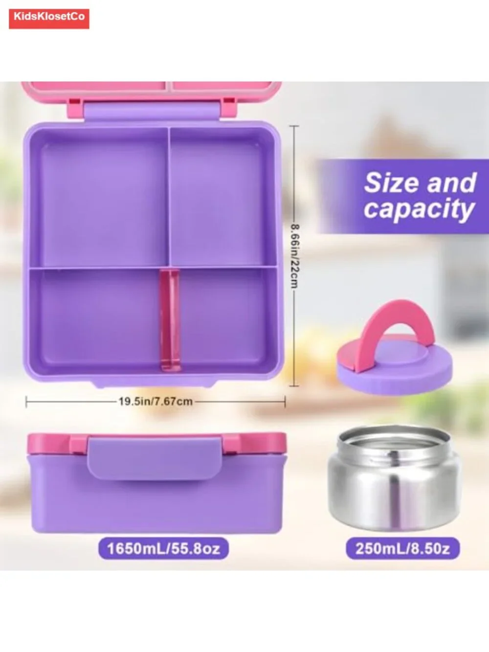 Bento Lunch Box with Insulated Stainless Steel Food Jar, 1650ML Leakproof Meal
